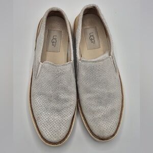 UGG women Light Gray Perforated Suede Slip-On Loafers